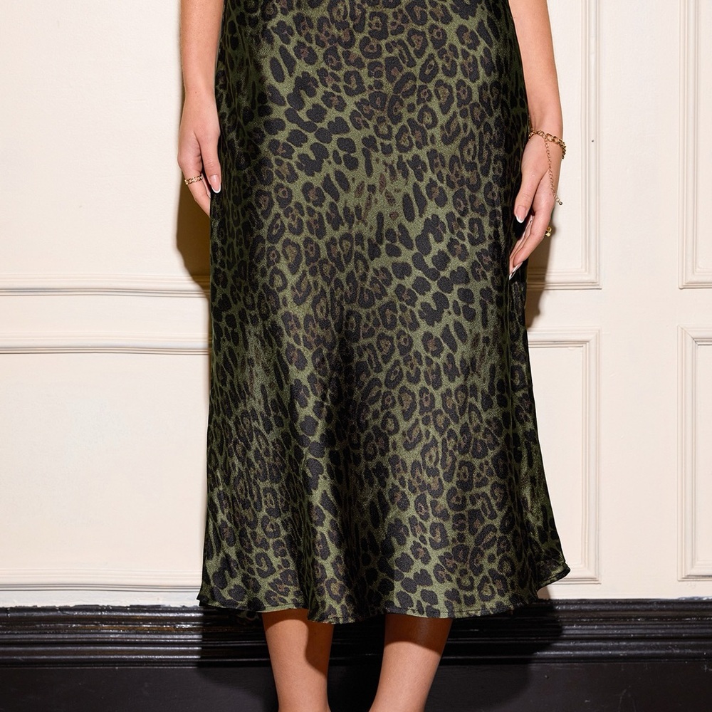 Cupshe Green Leopard Midi Skirt